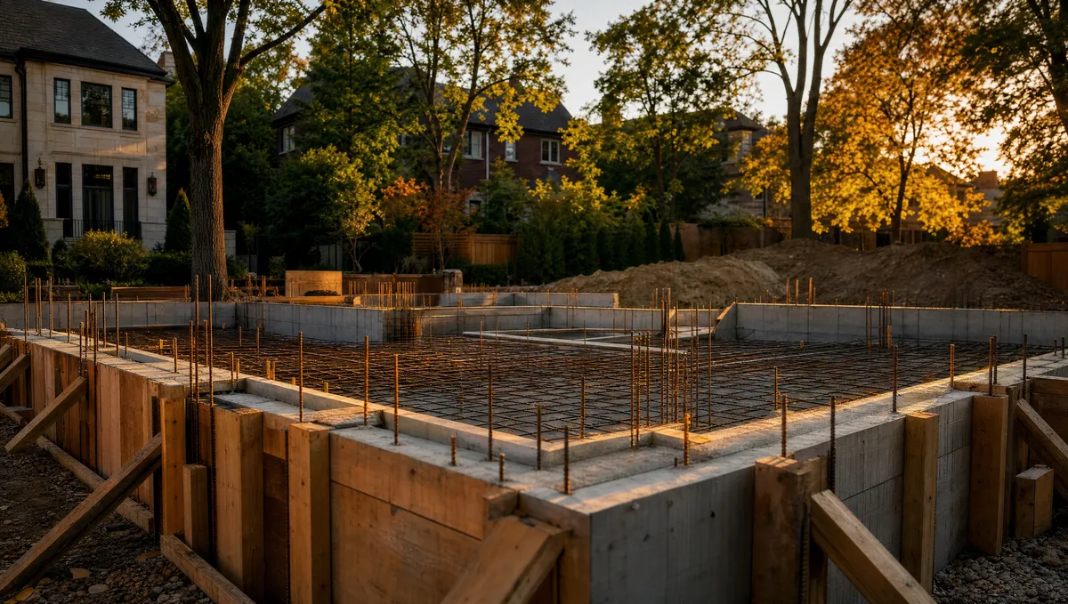 Excavation and foundation work on a Toronto custom home approved through the Committee of Adjustment